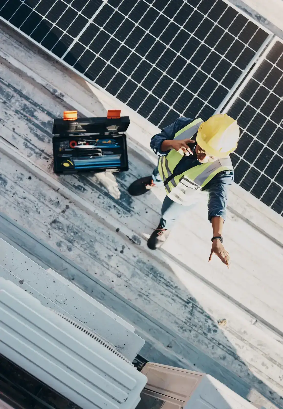 Engineer checking renewable heating equipment